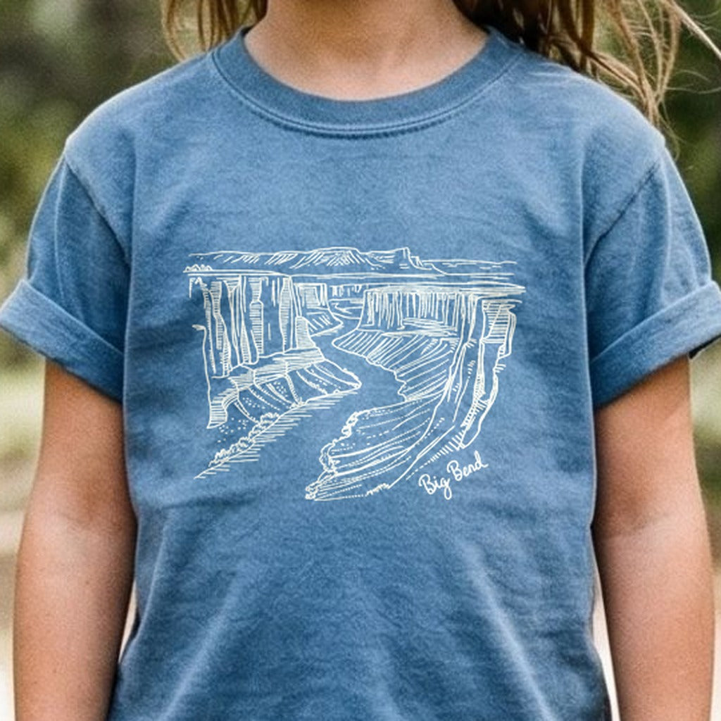 Big Bend Line Drawing Kids Cotton T-Shirt