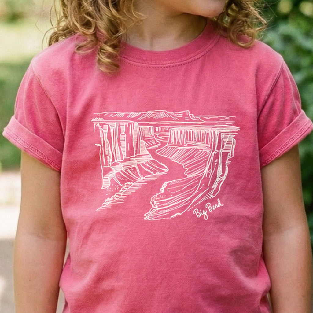 Big Bend Line Drawing Kids Cotton T-Shirt
