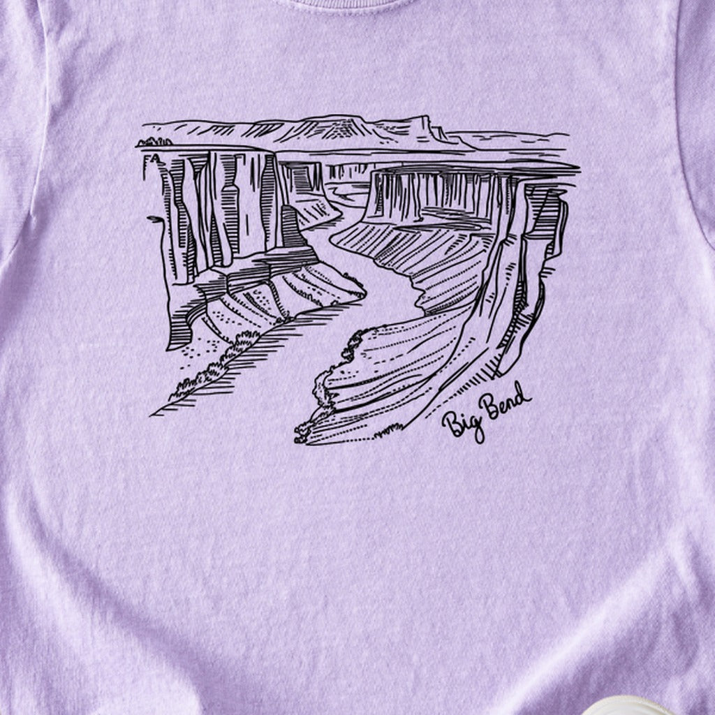 Big Bend Line Drawing Kids Cotton T-Shirt