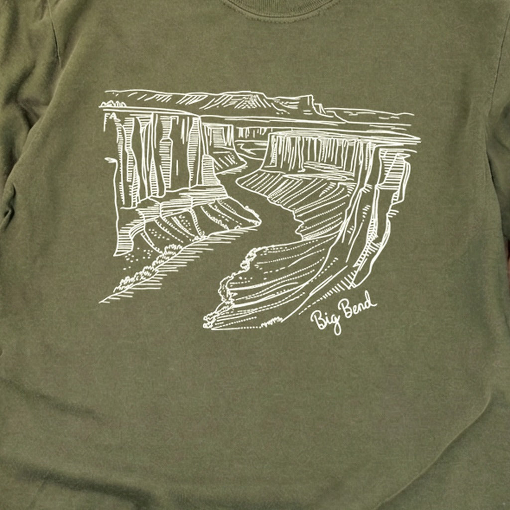 Big Bend Line Drawing Cotton Long Sleeve