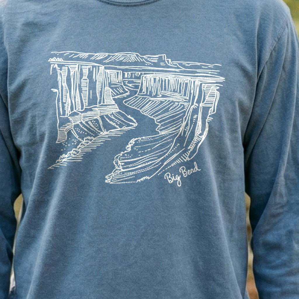 Big Bend Line Drawing Cotton Long Sleeve