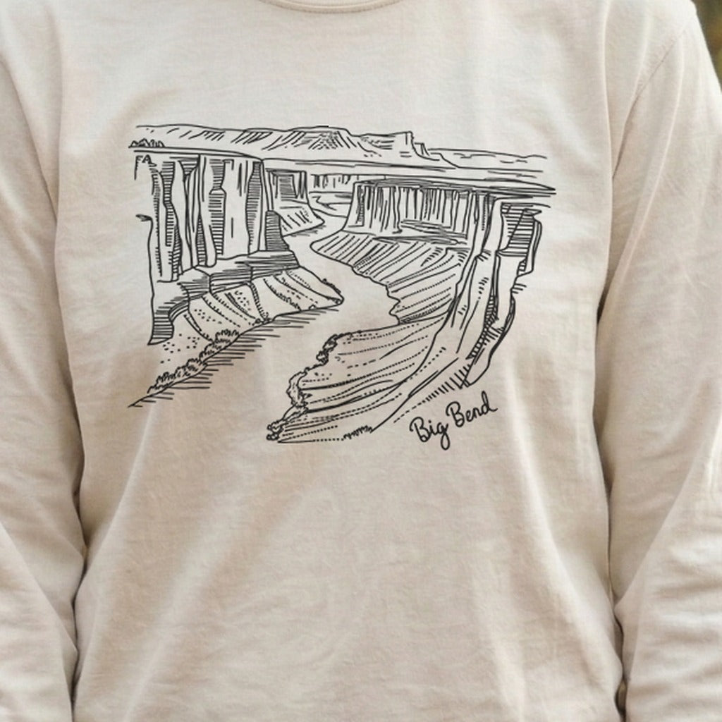 Big Bend Line Drawing Cotton Long Sleeve