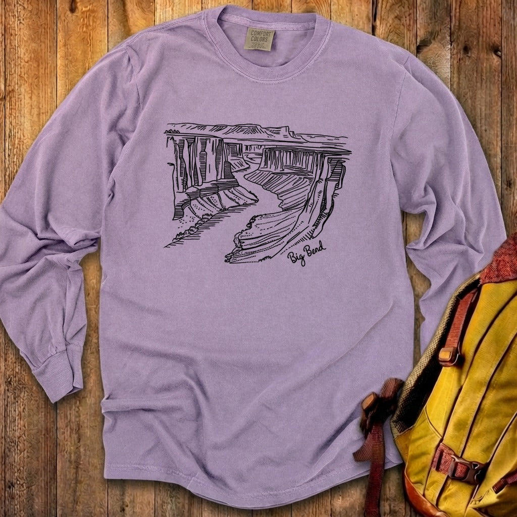 Big Bend Line Drawing Cotton Long Sleeve