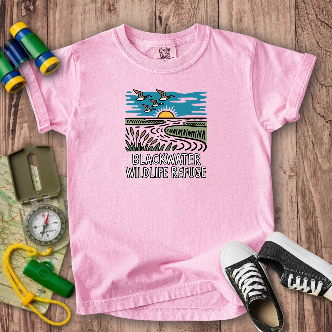 Blackwater National Wildlife Refuge Geese Kids Cotton T-Shirt