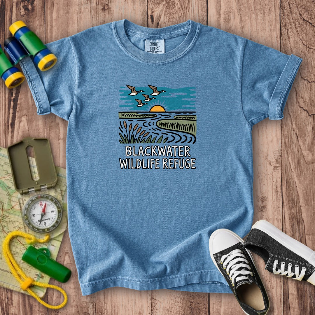 Blackwater National Wildlife Refuge Geese Kids Cotton T-Shirt