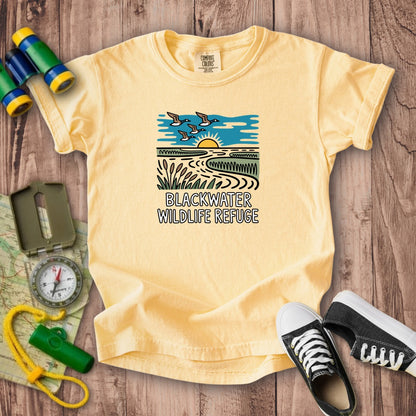 Blackwater National Wildlife Refuge Geese Kids Cotton T-Shirt