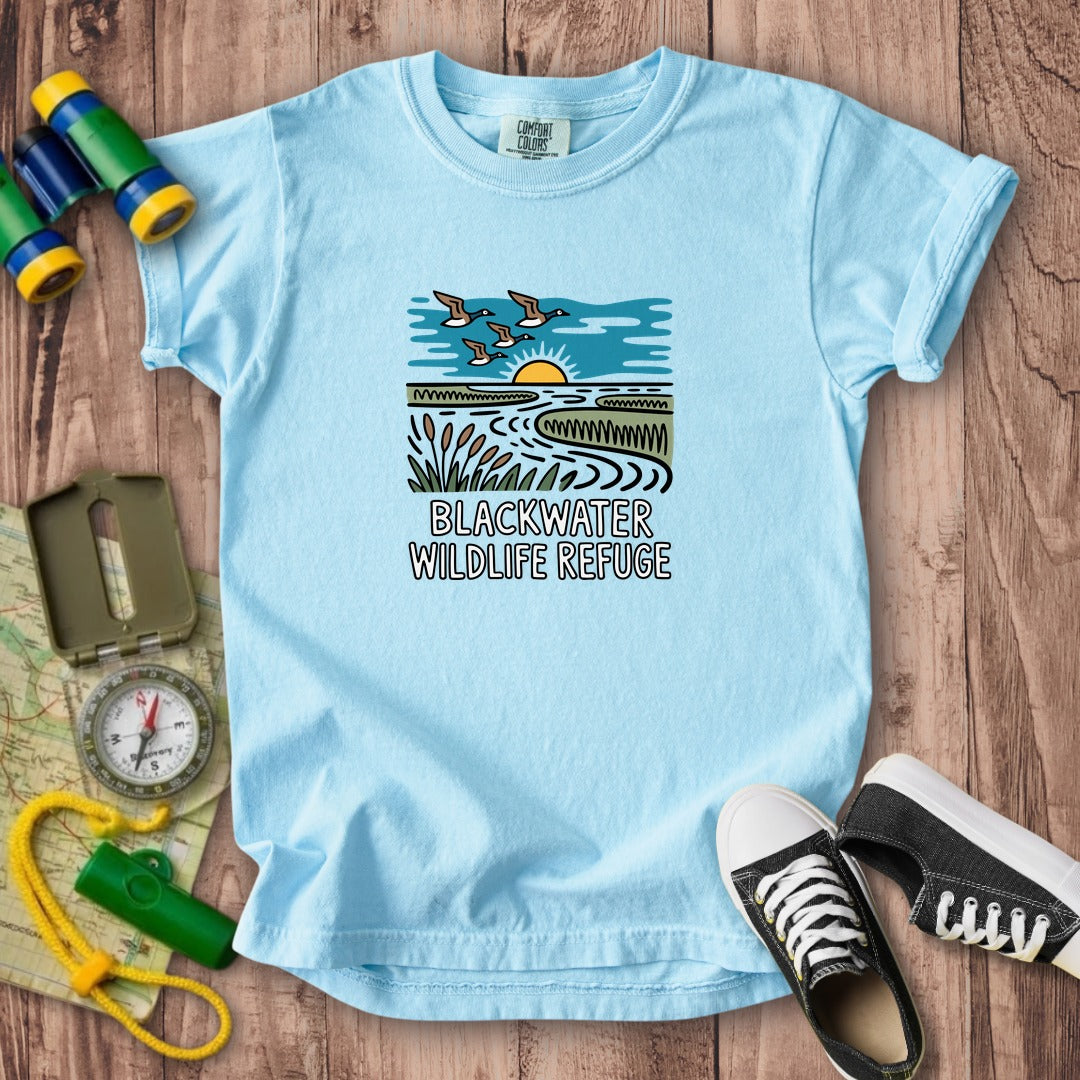 Blackwater National Wildlife Refuge Geese Kids Cotton T-Shirt
