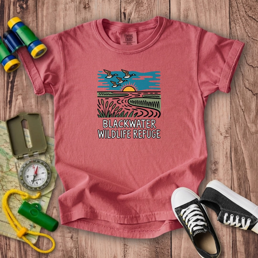 Blackwater National Wildlife Refuge Geese Kids Cotton T-Shirt