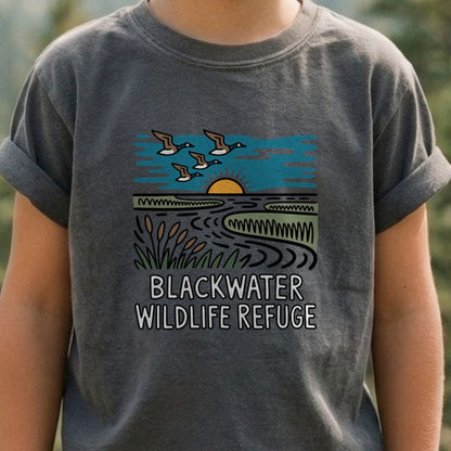 Blackwater National Wildlife Refuge Geese Kids Cotton T-Shirt