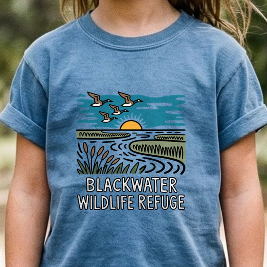 Blackwater National Wildlife Refuge Geese Kids Cotton T-Shirt