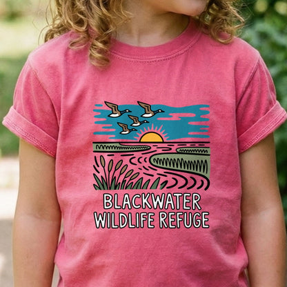 Blackwater National Wildlife Refuge Geese Kids Cotton T-Shirt