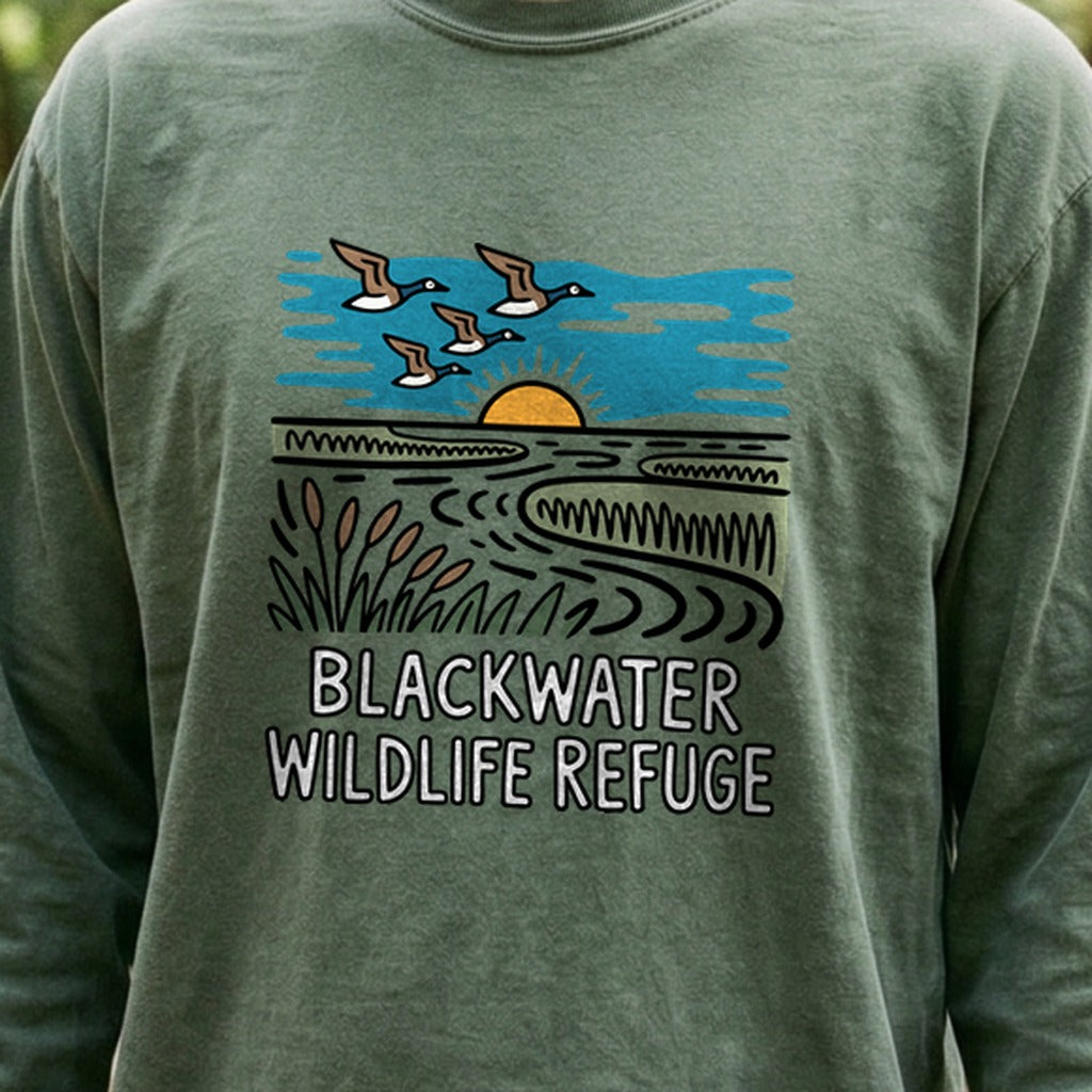 Blackwater National Wildlife Refuge Geese Cotton Long Sleeve
