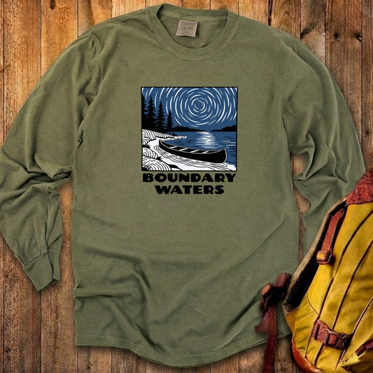 Boundary Waters Canoe Area Wilderness at Night Cotton Long Sleeve