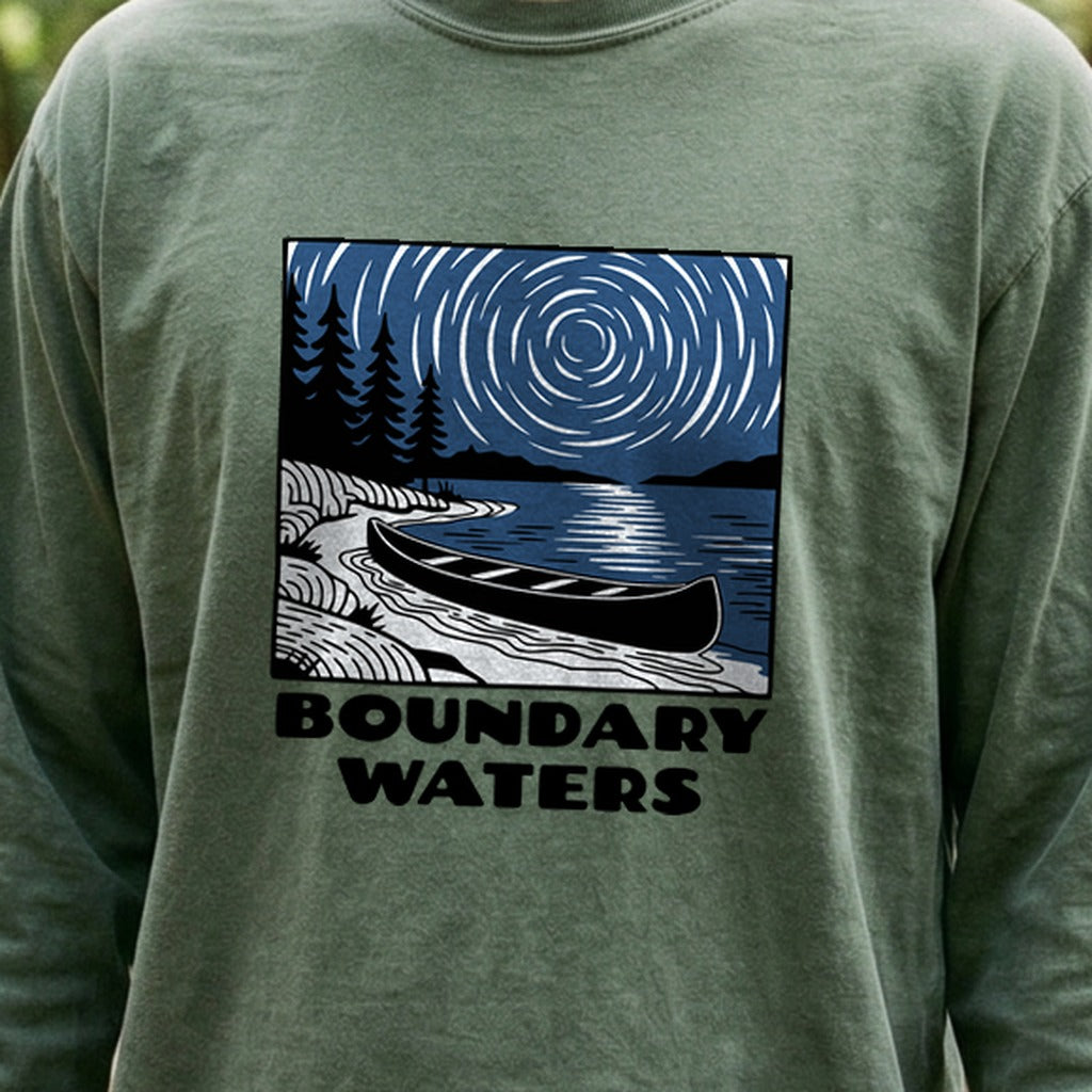 Boundary Waters Canoe Area Wilderness at Night Cotton Long Sleeve