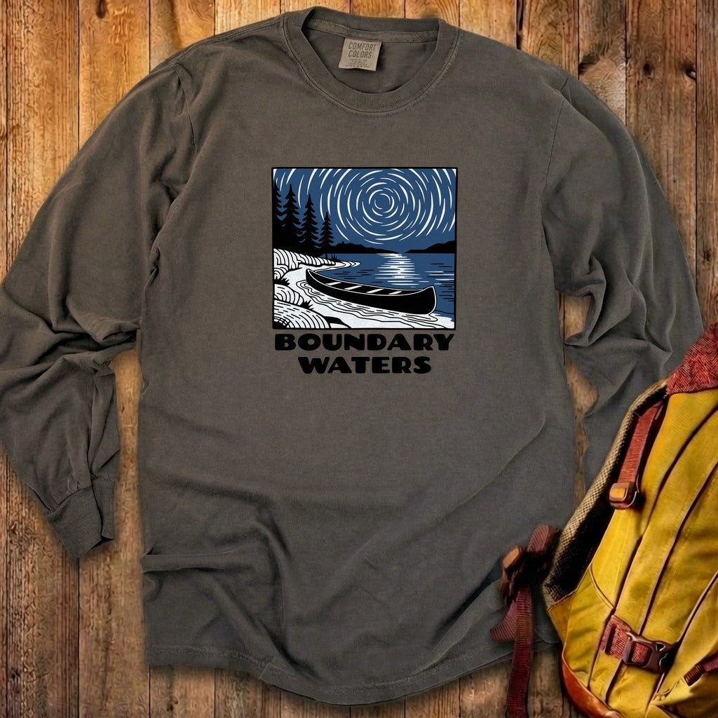 Boundary Waters Canoe Area Wilderness at Night Cotton Long Sleeve