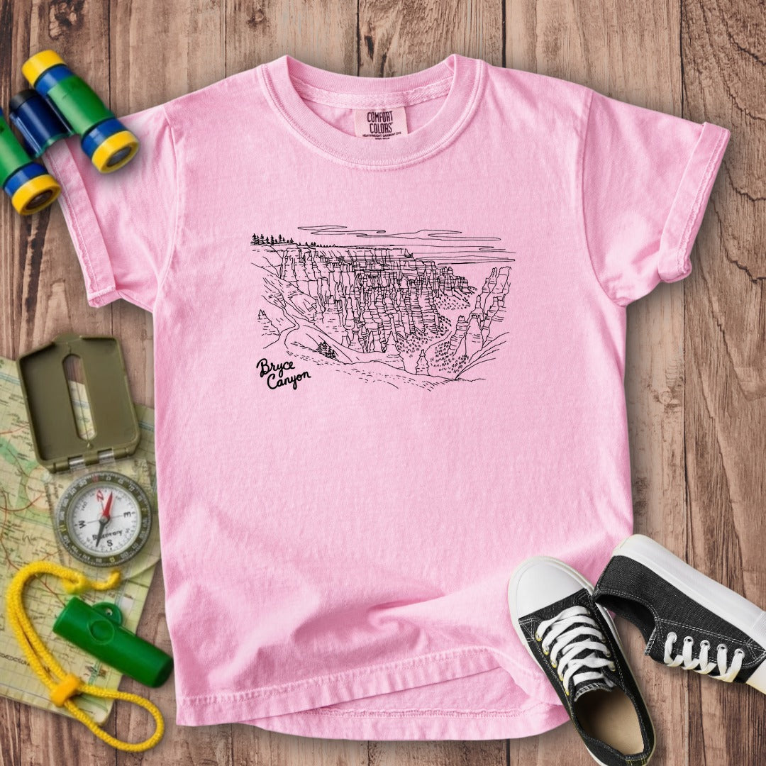 Bryce Line Drawing Kids Cotton T-Shirt