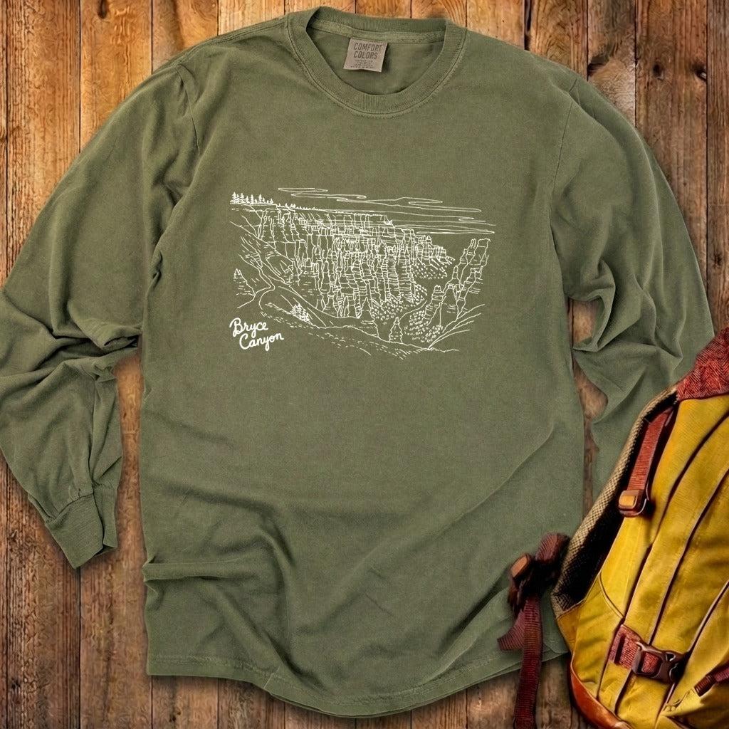 Bryce Line Drawing Cotton Long Sleeve
