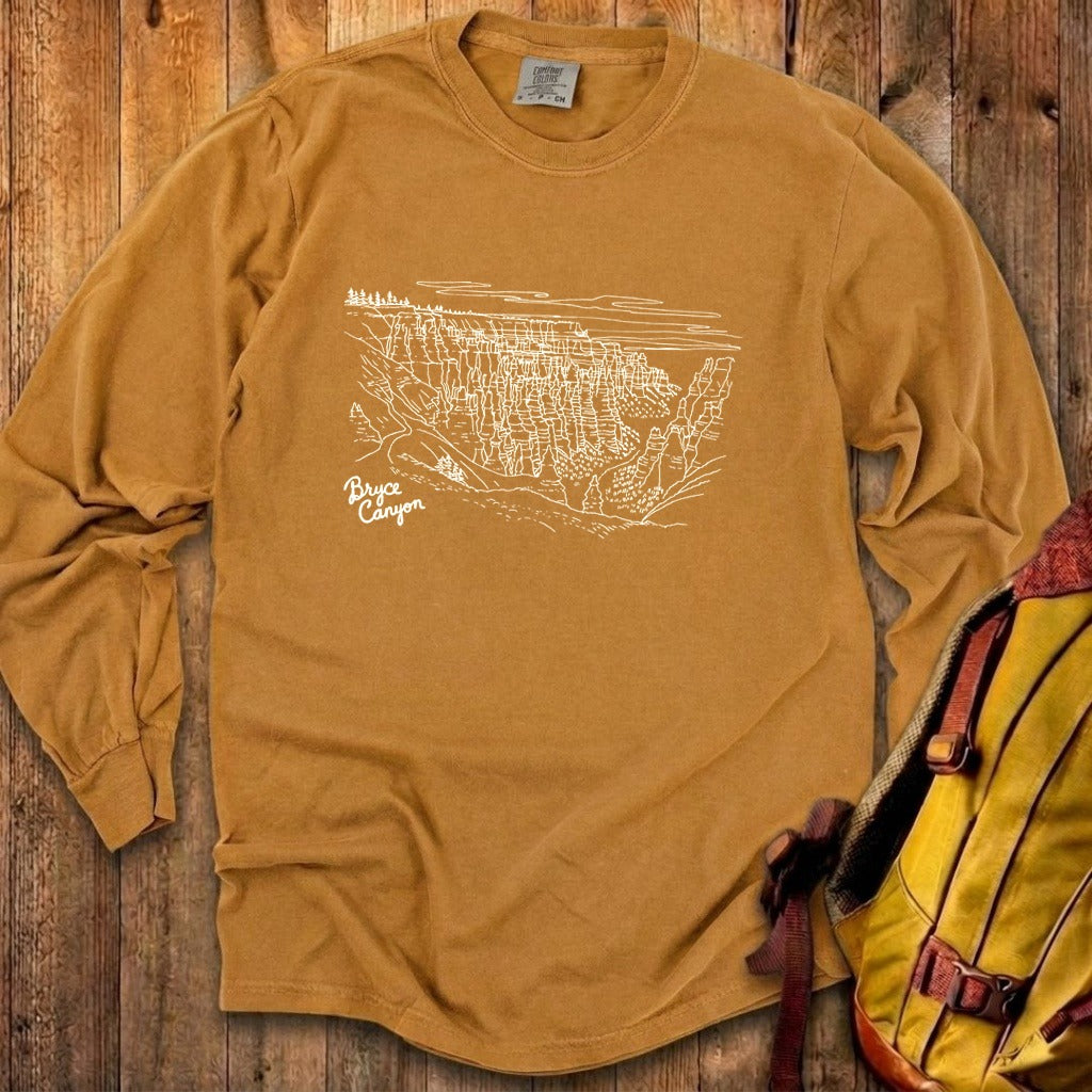 Bryce Line Drawing Cotton Long Sleeve