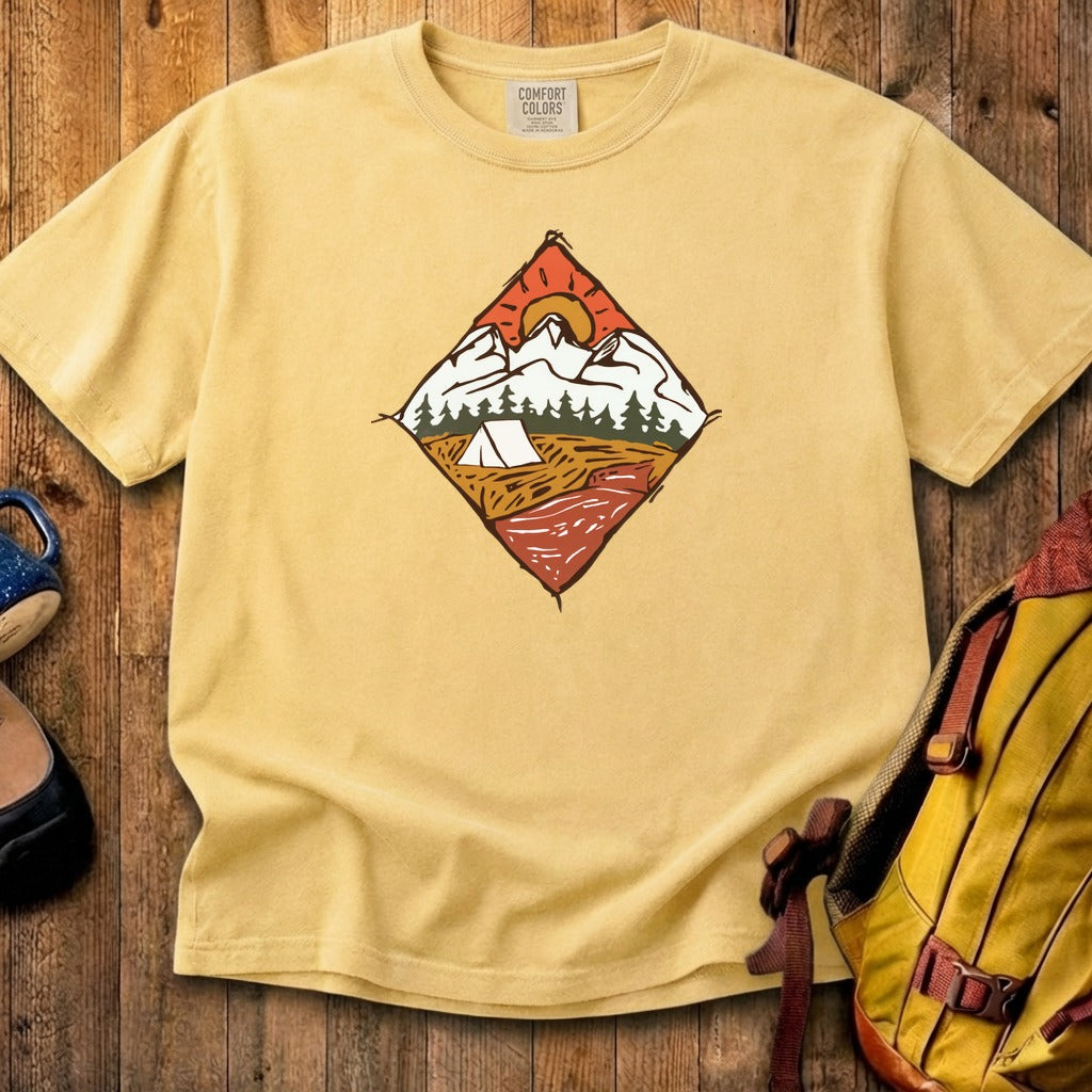 Camping Illustration Cotton T-Shirt