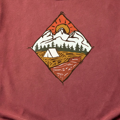 Camping Illustration Cotton T-Shirt