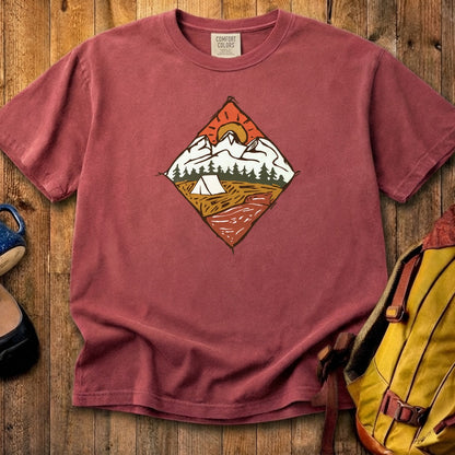 Camping Illustration Cotton T-Shirt