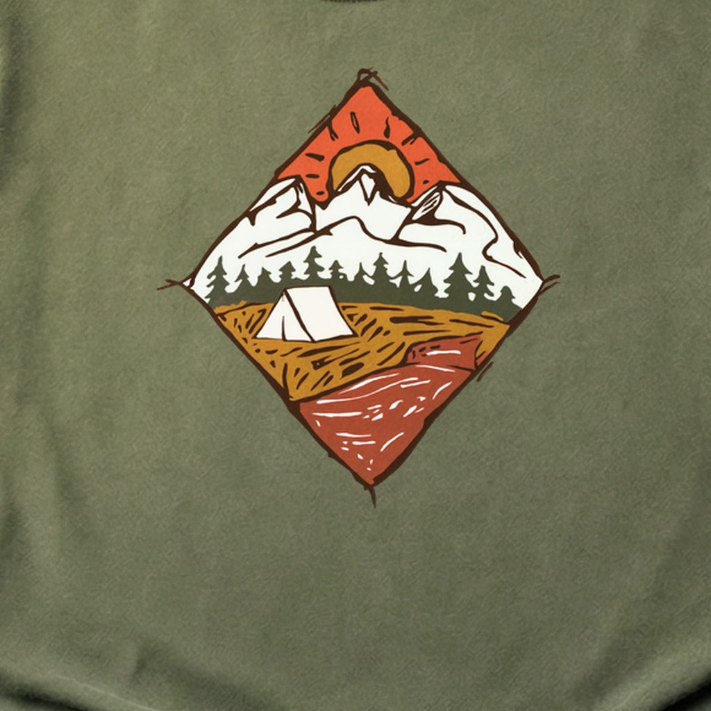 Camping Illustration Cotton T-Shirt