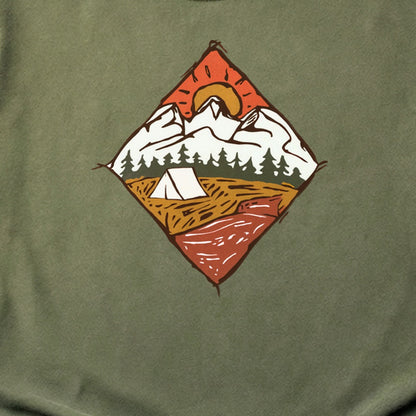 Camping Illustration Cotton T-Shirt
