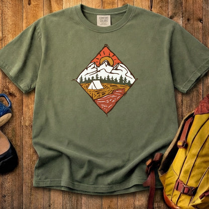 Camping Illustration Cotton T-Shirt