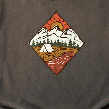 Camping Illustration Cotton T-Shirt