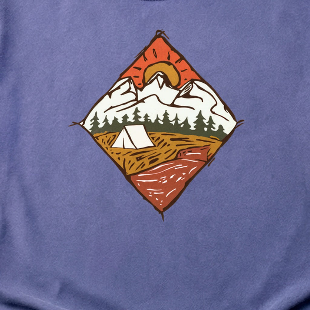 Camping Illustration Cotton T-Shirt