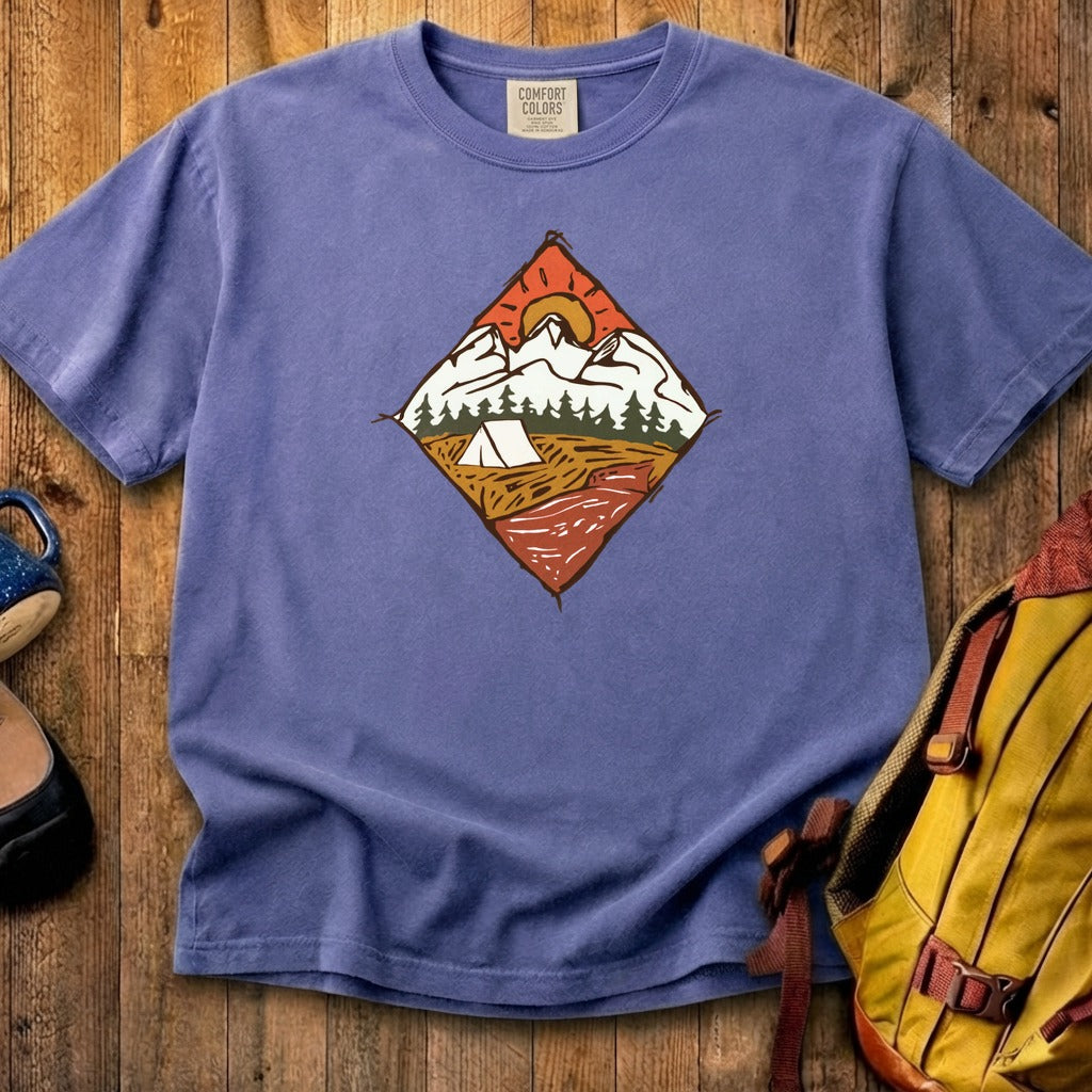 Camping Illustration Cotton T-Shirt
