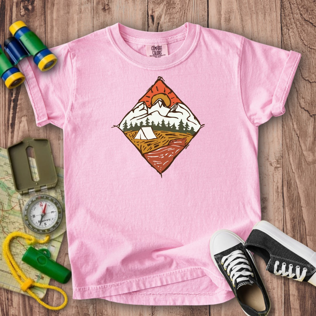 Camping Illustration Kids Cotton T-Shirt