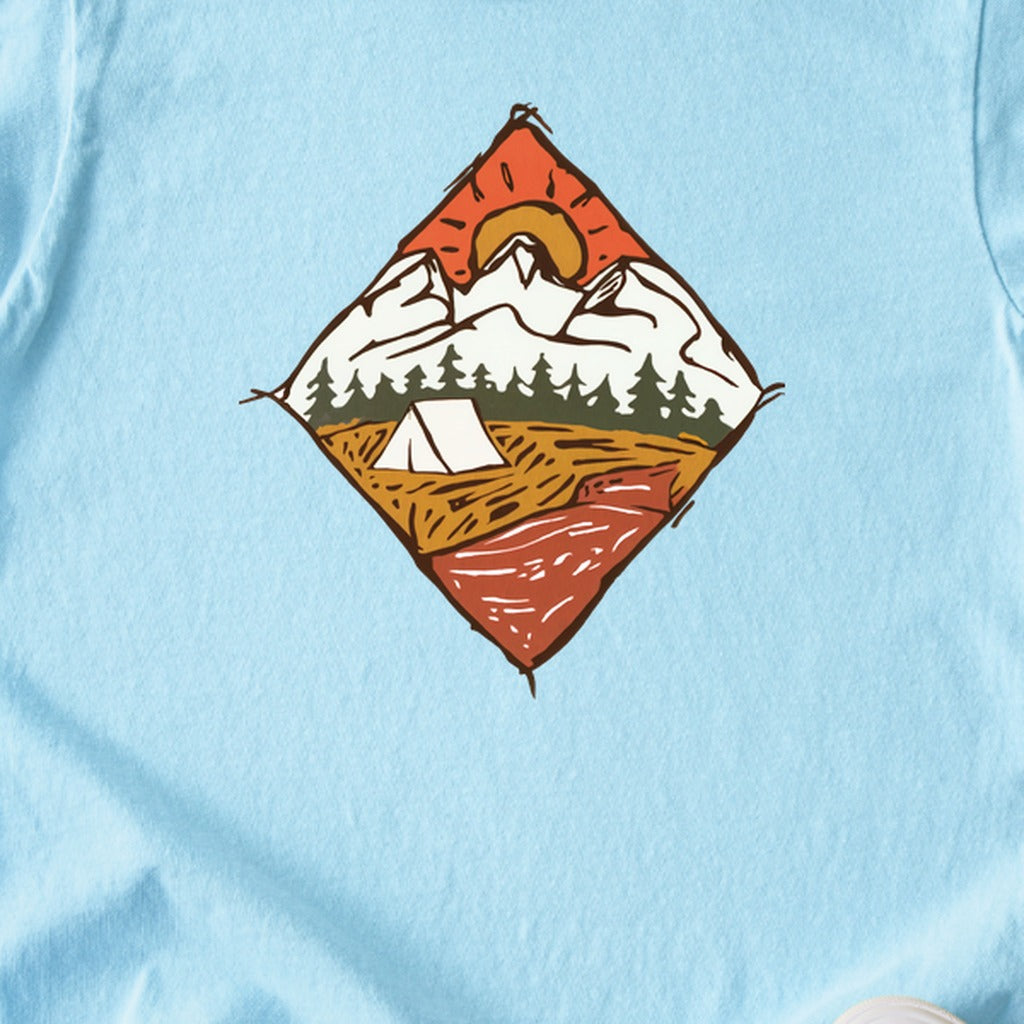 Camping Illustration Kids Cotton T-Shirt