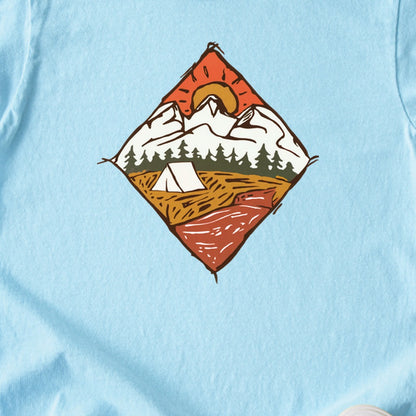 Camping Illustration Kids Cotton T-Shirt