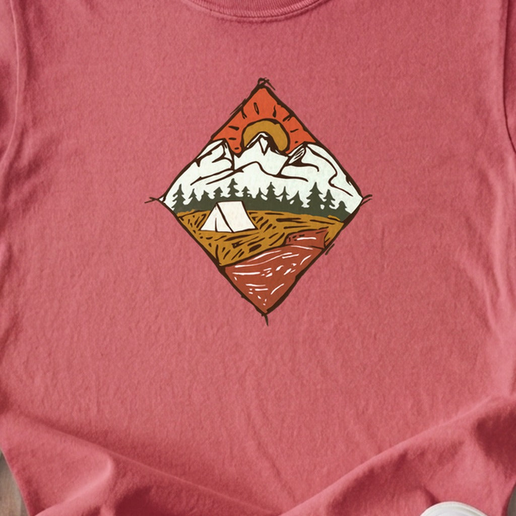 Camping Illustration Kids Cotton T-Shirt