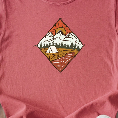 Camping Illustration Kids Cotton T-Shirt