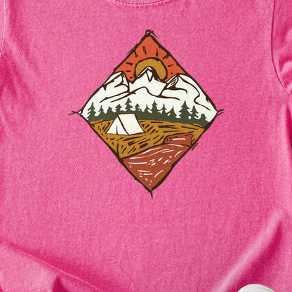 Camping Illustration Kids Cotton T-Shirt