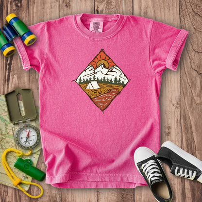 Camping Illustration Kids Cotton T-Shirt