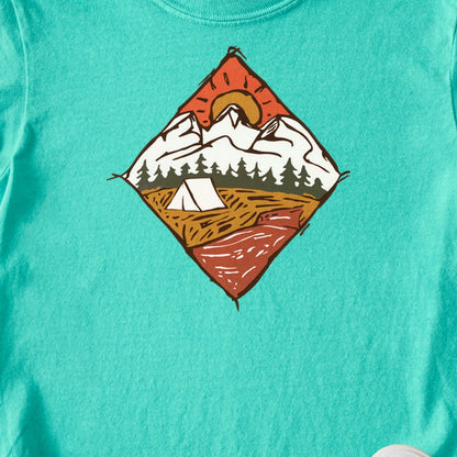 Camping Illustration Kids Cotton T-Shirt