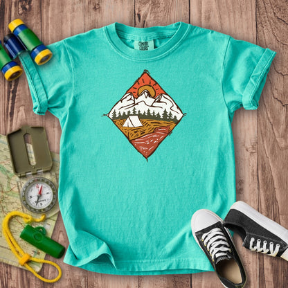 Camping Illustration Kids Cotton T-Shirt