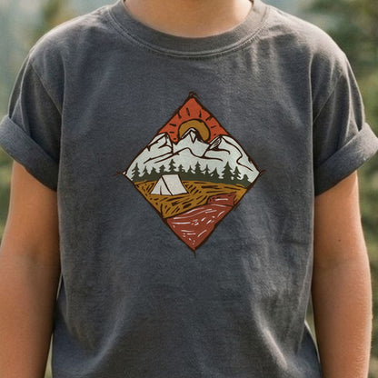 Camping Illustration Kids Cotton T-Shirt