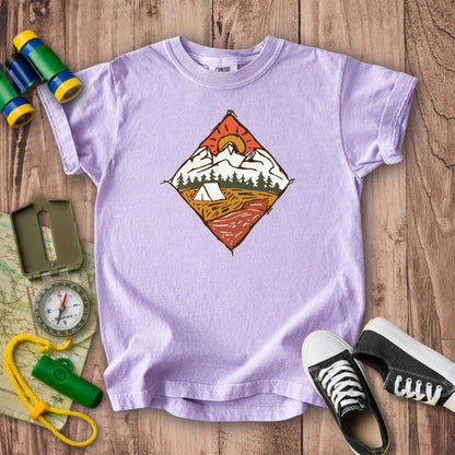 Camping Illustration Kids Cotton T-Shirt