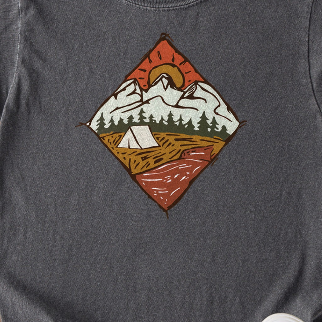 Camping Illustration Kids Cotton T-Shirt