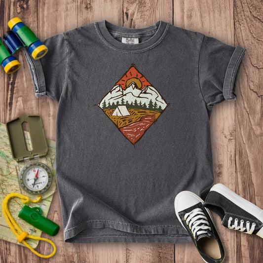 Camping Illustration Kids Cotton T-Shirt