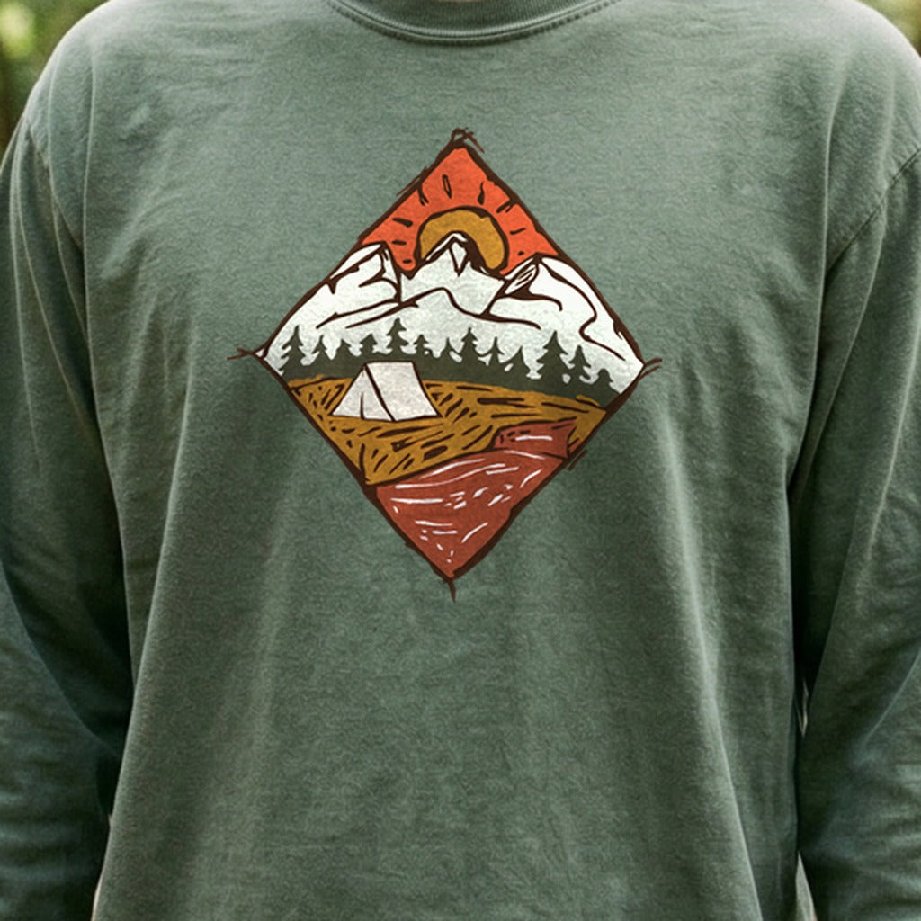 Camping Illustration Cotton Long Sleeve