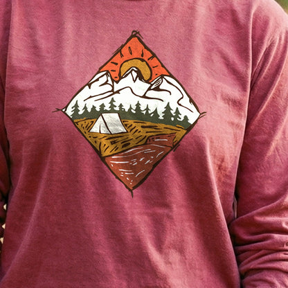 Camping Illustration Cotton Long Sleeve