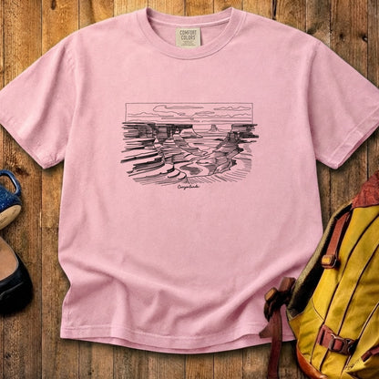 Canyonlands Line Drawing Cotton T-Shirt