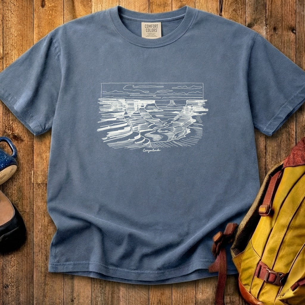 Canyonlands Line Drawing Cotton T-Shirt