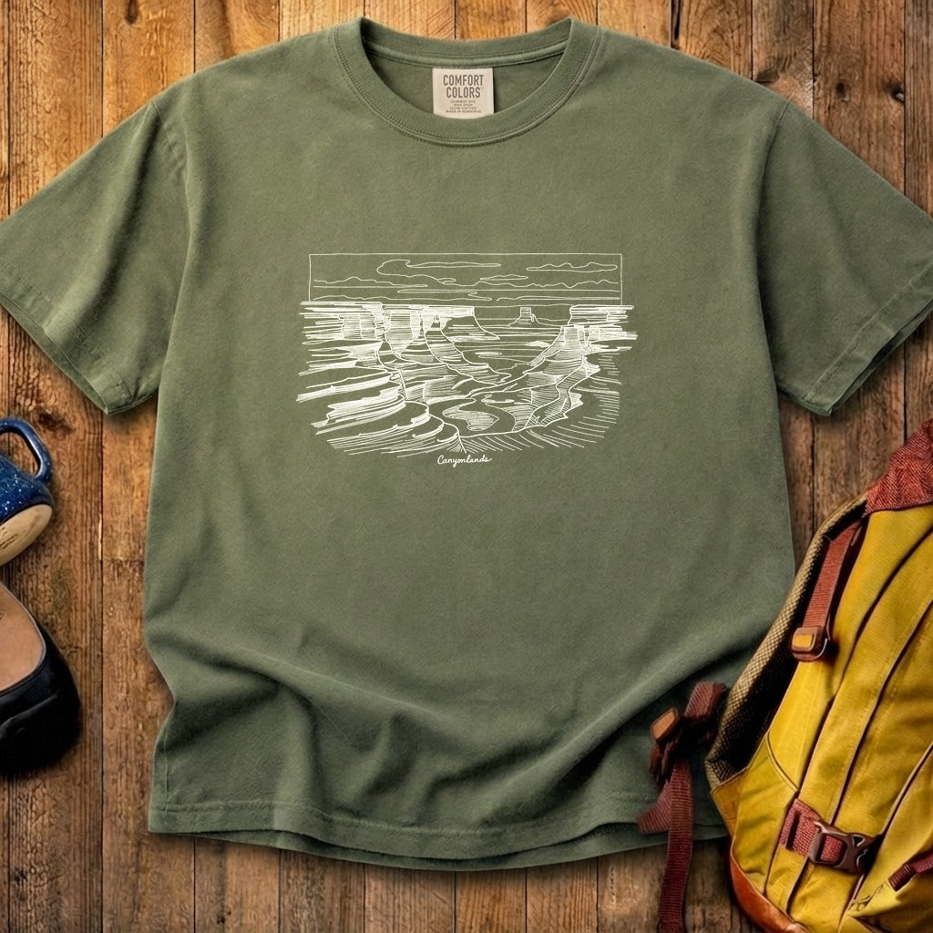 Canyonlands Line Drawing Cotton T-Shirt