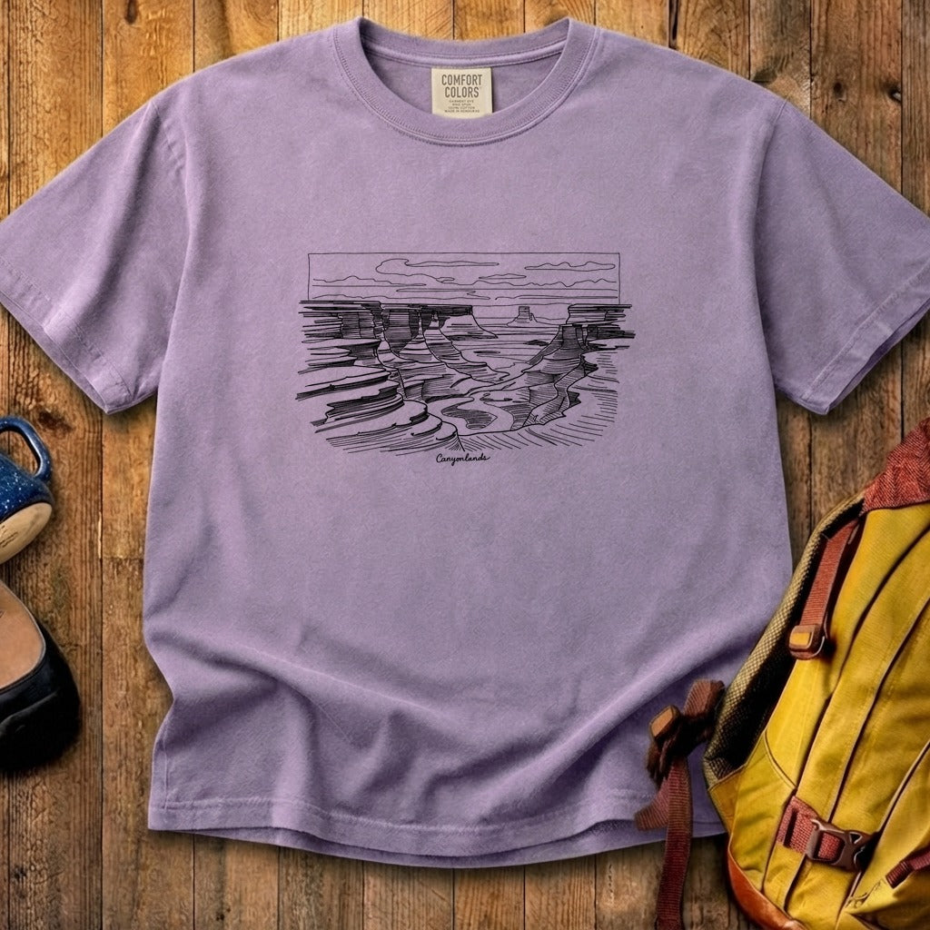 Canyonlands Line Drawing Cotton T-Shirt